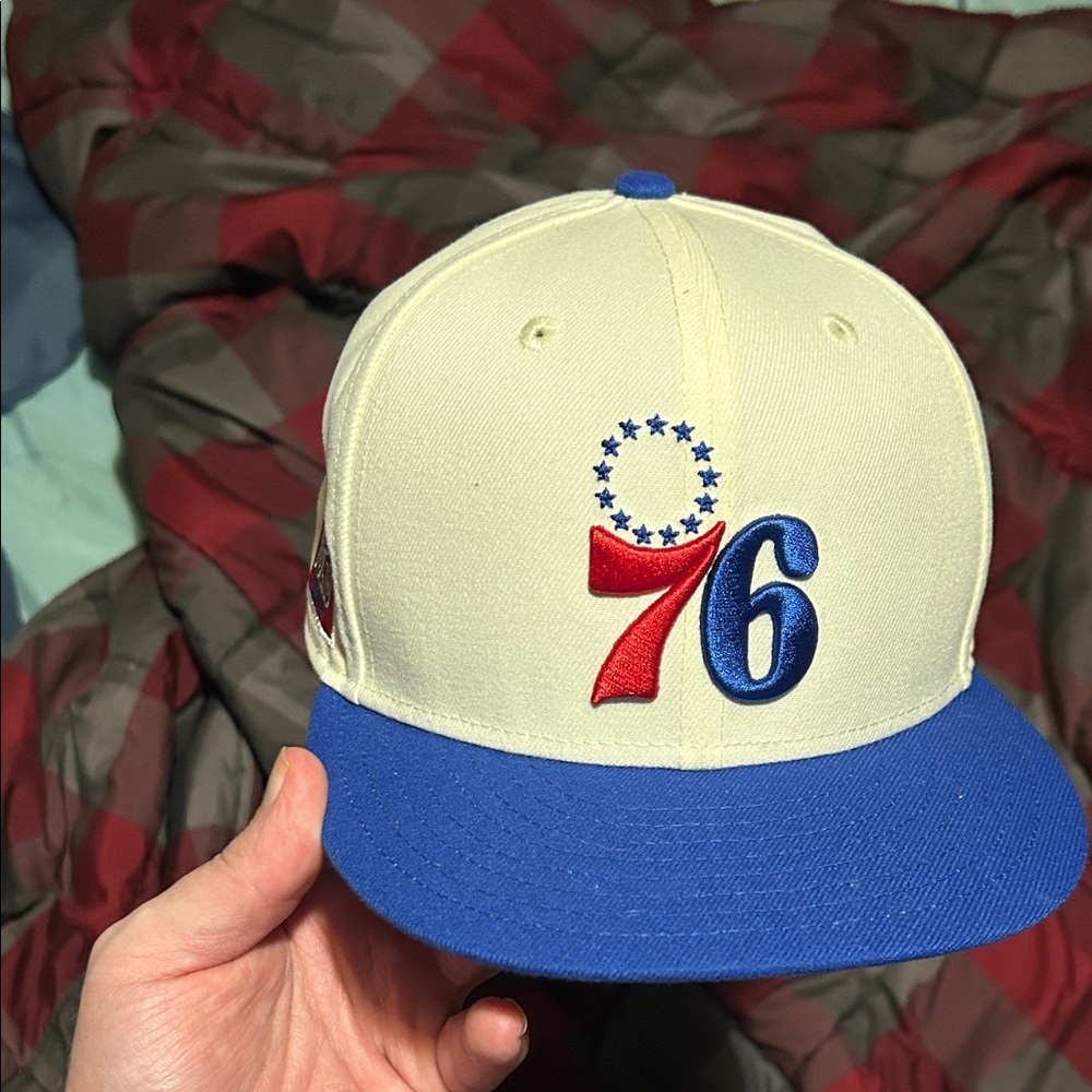New Era Cream and Blue 76ers Cap